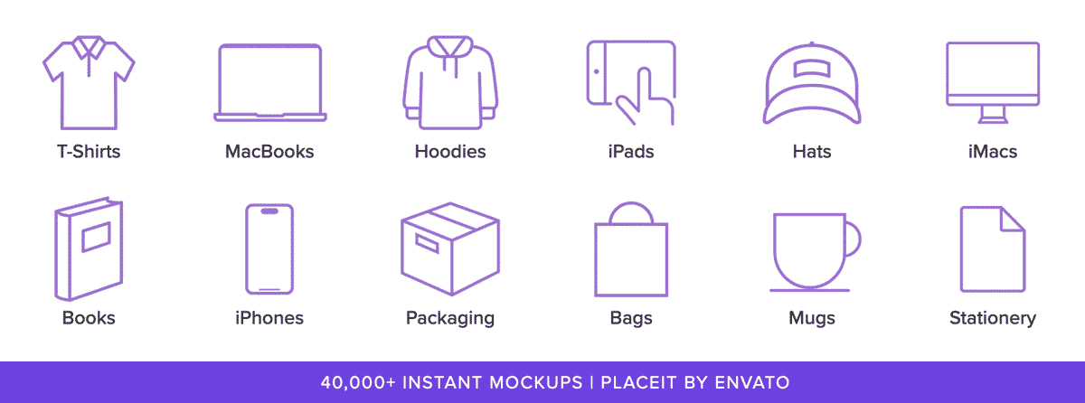 Instant mockup generator. 40,000+ templates