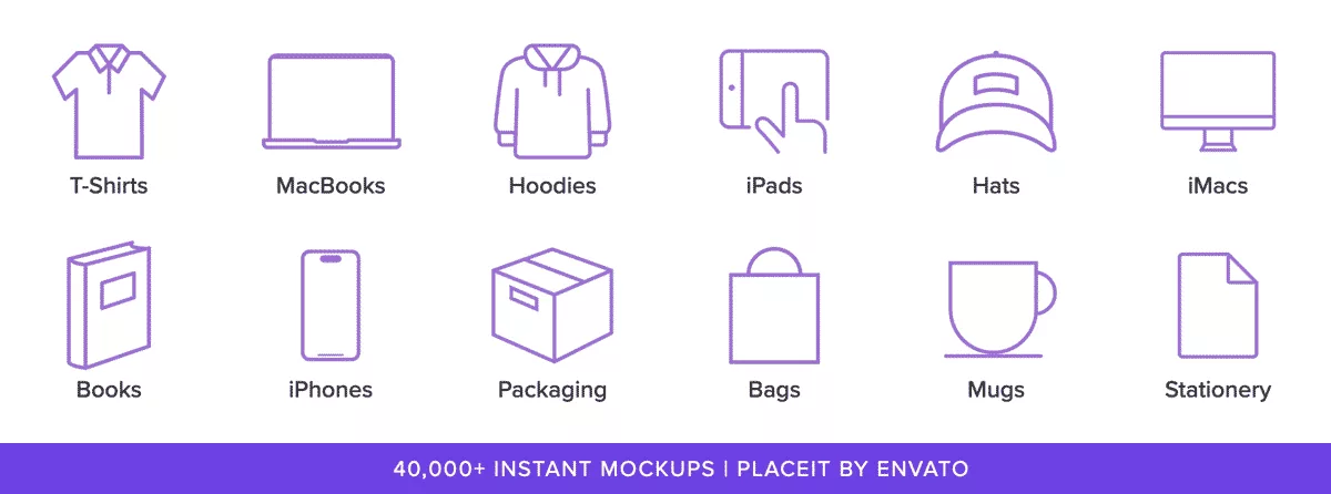 Instant mockup generator. 40,000+ templates