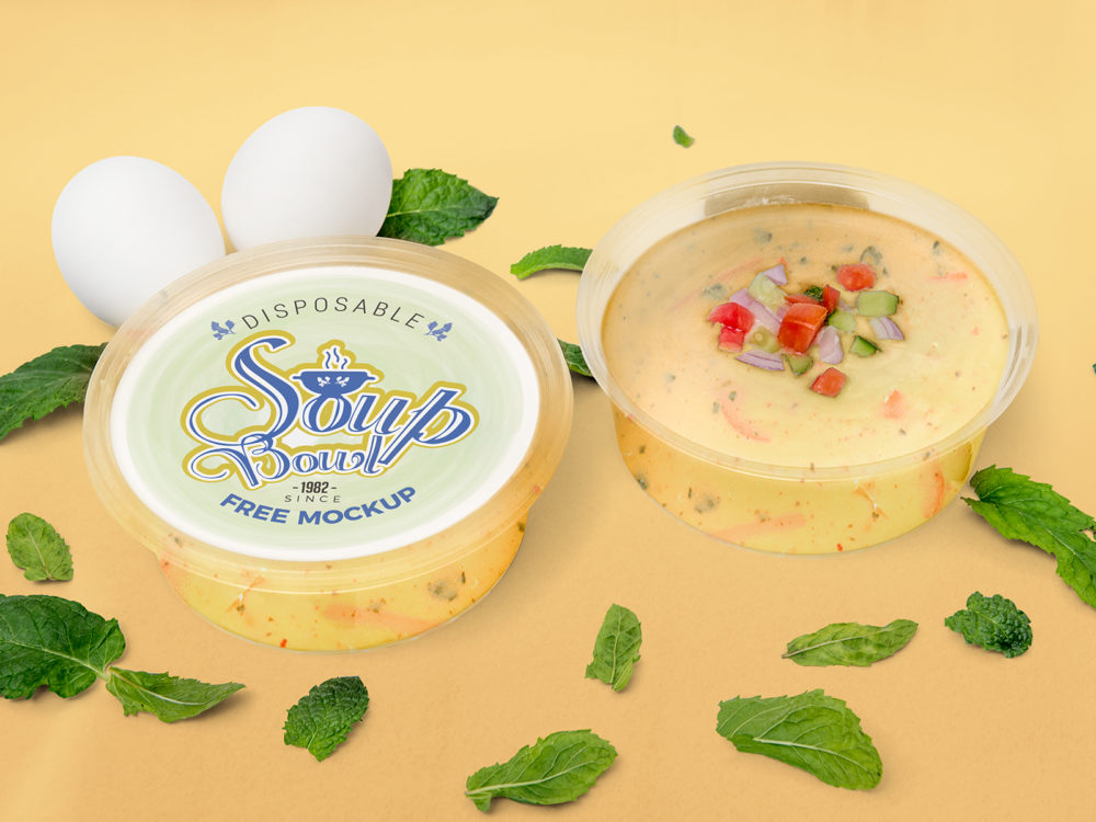 Free Disposable Soup Bowl Mockup