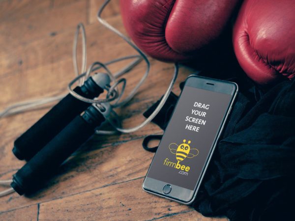Boxing equipment and iPhone 6 free mockup