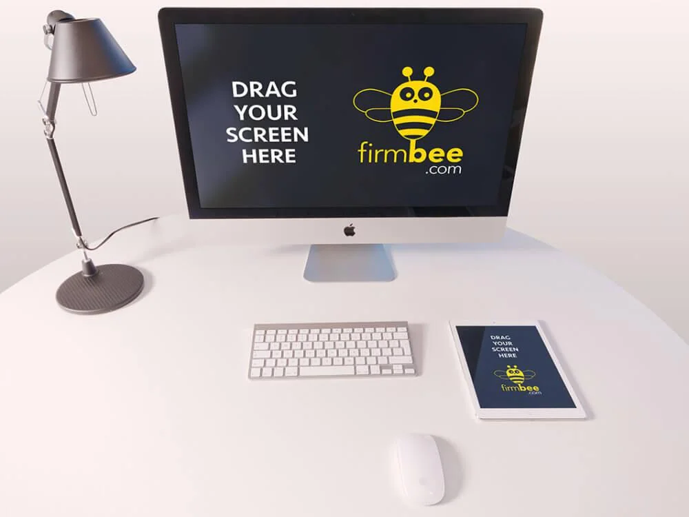 Designer-workplace-scenery-free-mockup