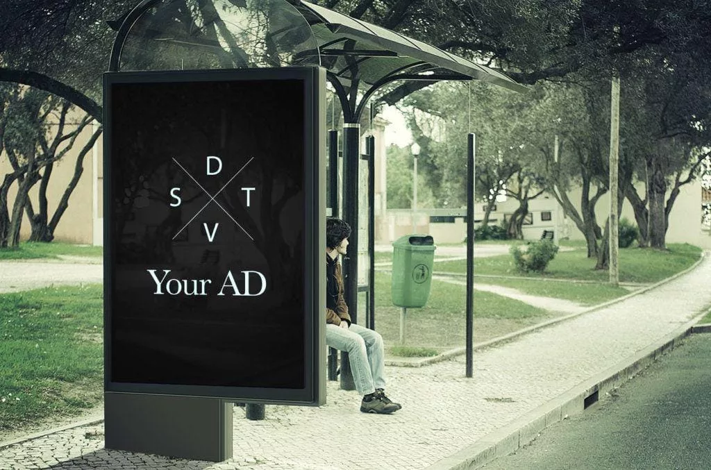 Free PSD billboard ad mockup bus stop Free Mockup