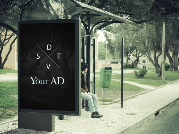 Free PSD billboard ad mockup bus stop