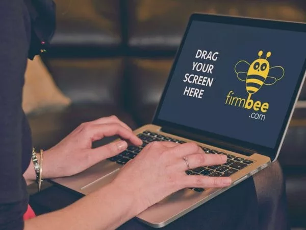 MacBook Air and woman PSD