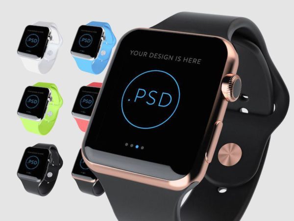 Apple Watch Free Mockup PSD. 6 colors