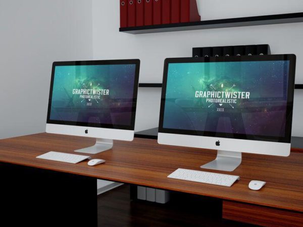 Double iMac Office Mockup