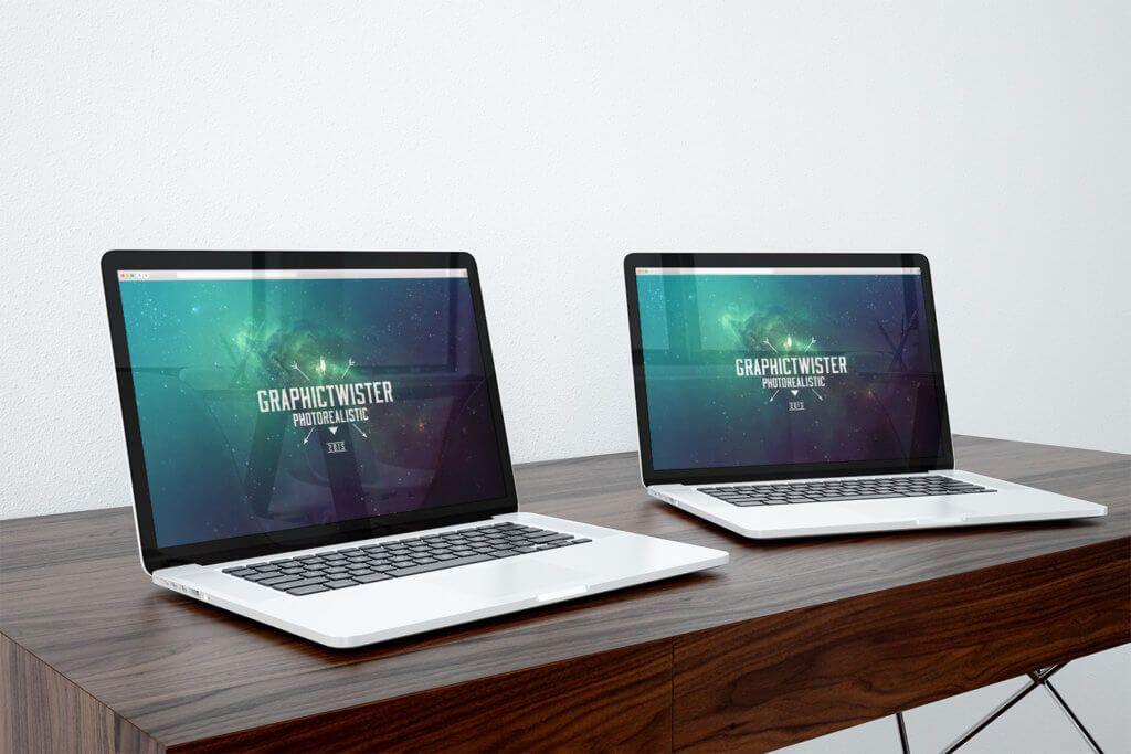Download Double Mac Book Pro Mockup | Free Mockup