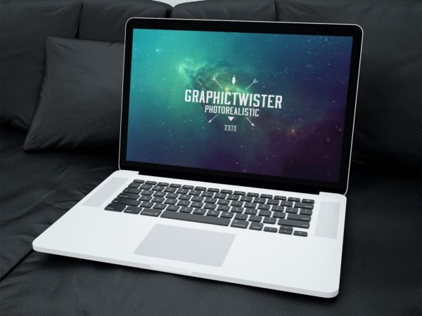 MacBook Mockup on Sofa