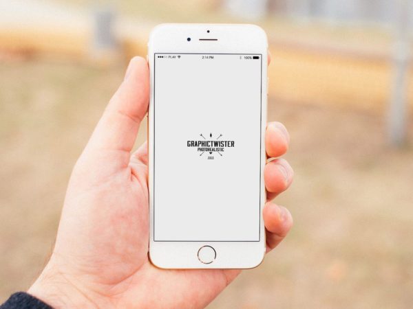 Man Hand Iphone 6 Mockup Blurred