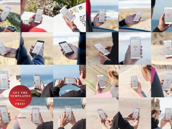 Set of 24 iPhone 6 surf-themed template pack