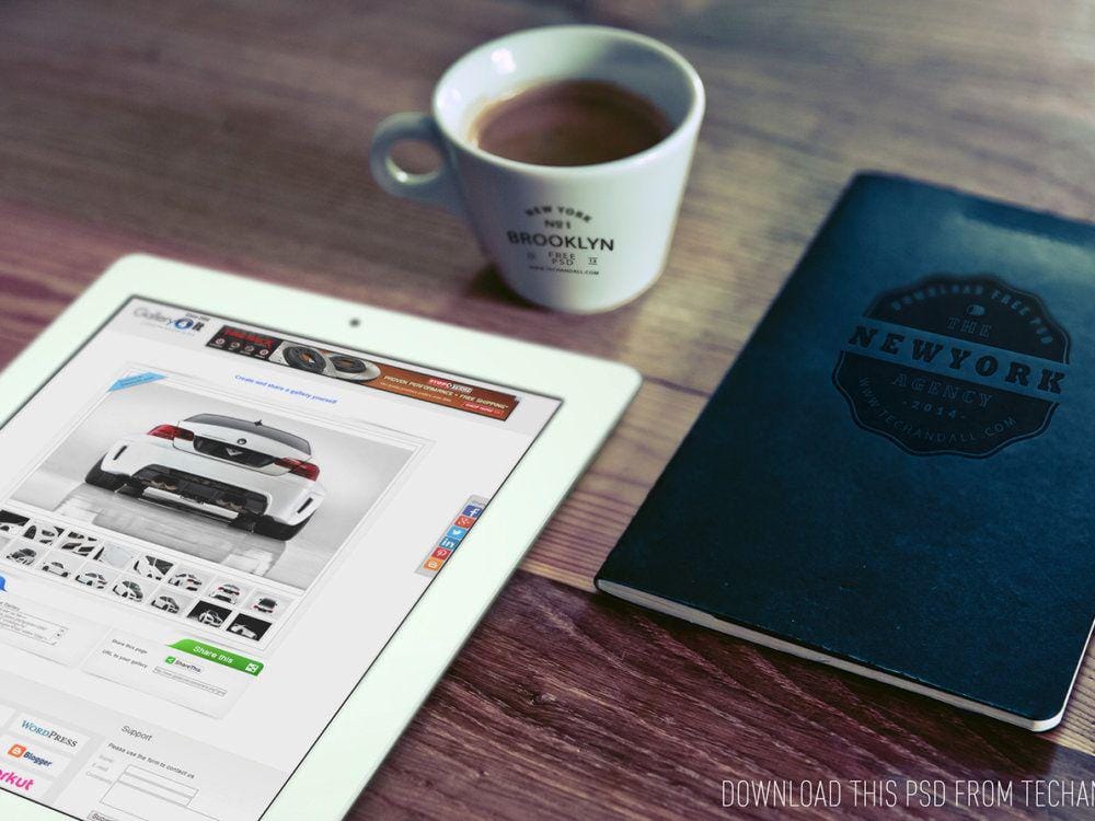 Good Morning (iPad, Cup Logo and Notebook Logo) mockup