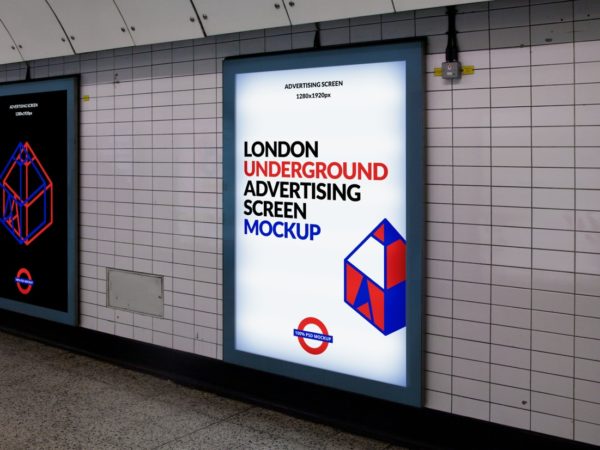 Free London Underground Advertising Screen Mockup