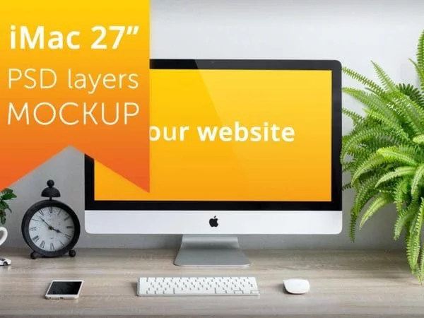 FREE Apple iMac PSD layers Mockup
