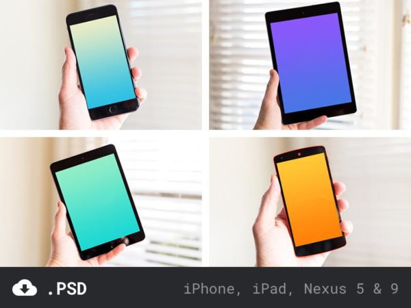 Set of iPhone, iPad and Nexus Mockup