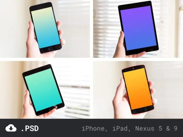 Set of iPhone, iPad and Nexus Mockup