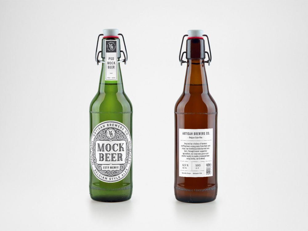 Artisan beer bottle mockup | free mockup