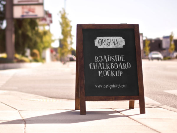 Roadside Chalkboard – Free Mockup PSD