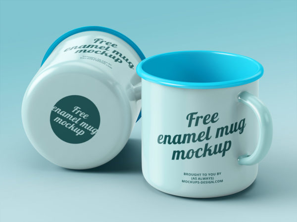 Enamel Mugs #02 – Free PSD Mockup