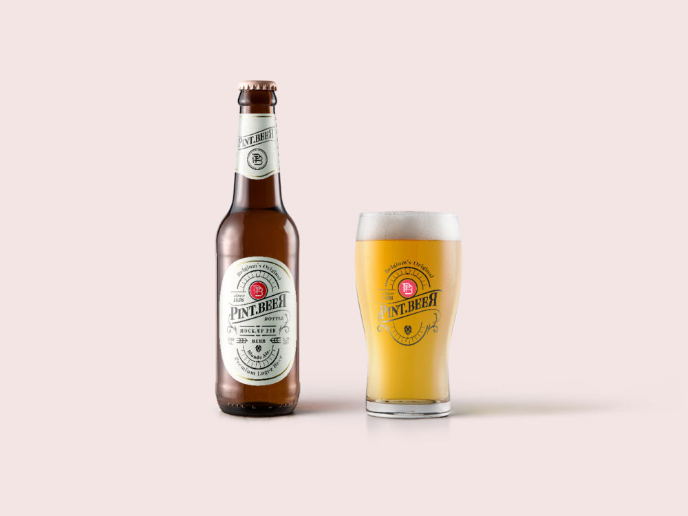 Bottle and glass of beer free mockup | free mockup