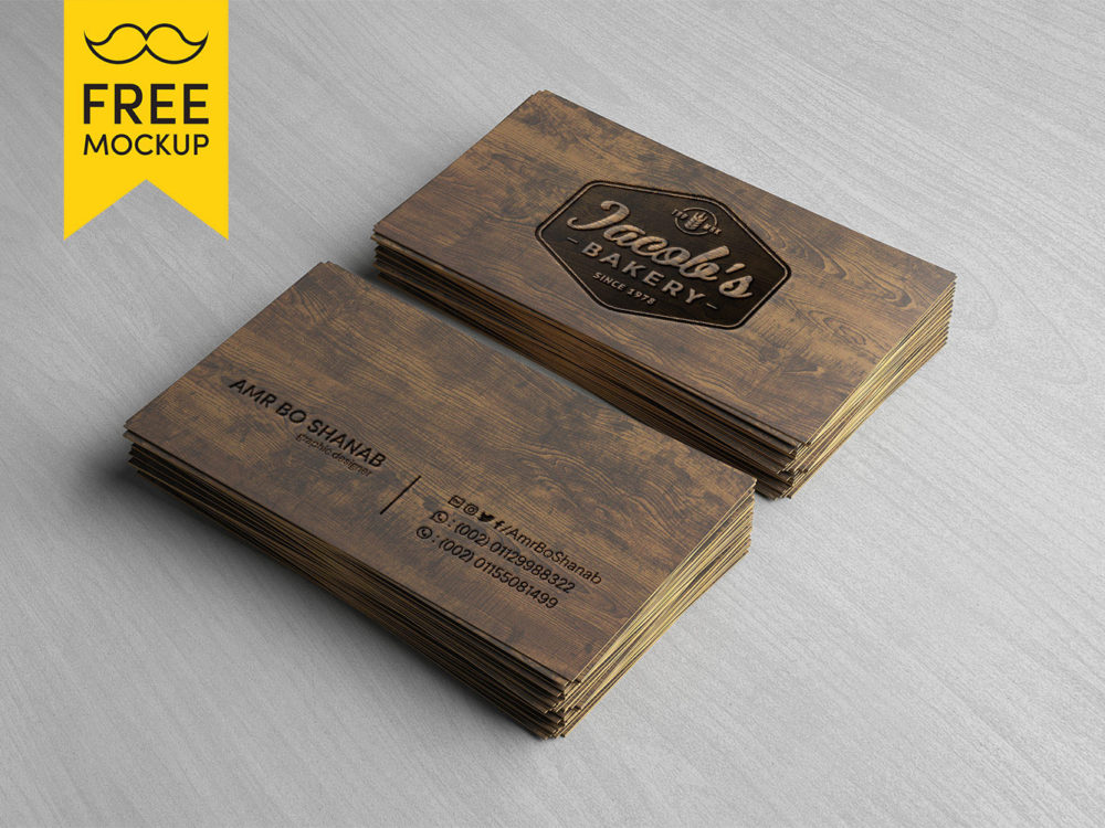 Wooden Business Card Free Psd Mockup Free Mockup