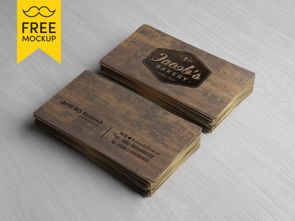 Wooden Business Card – Free PSD Mockup