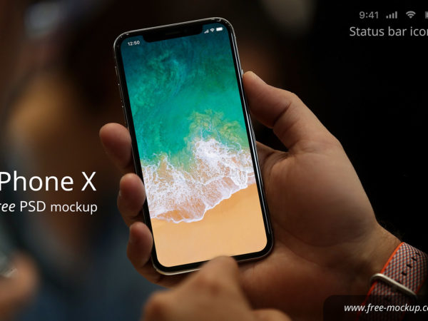 iPhone X in hand – Free PSD Mockup