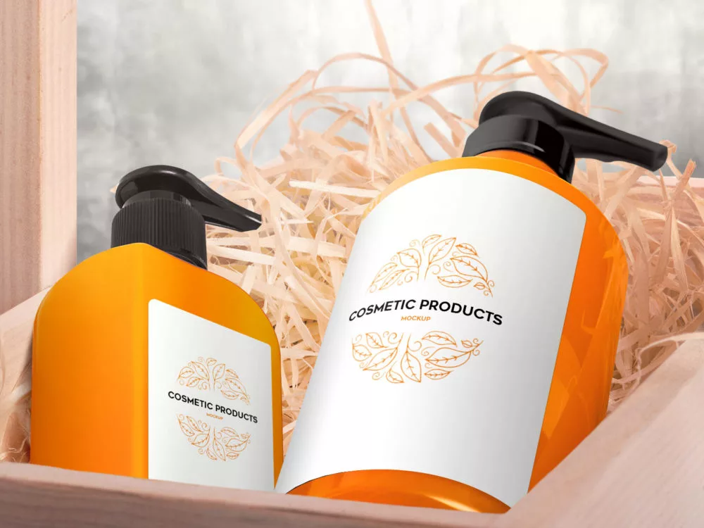 Cosmetic Bottles and Jar Free PSD Mockup