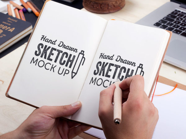 Hand-Drawn Sketch Free PSD Mockup