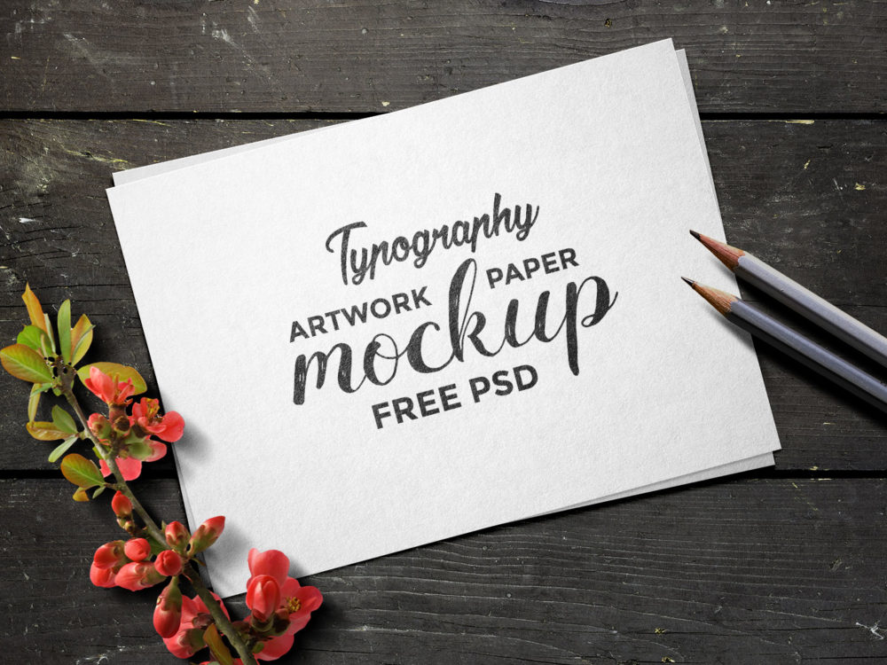 Typography Artwork Paper Free PSD Mockup