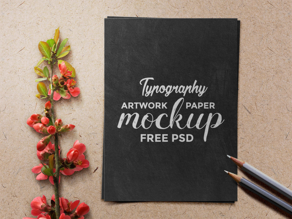 Typography Artwork Paper Free PSD Mockup