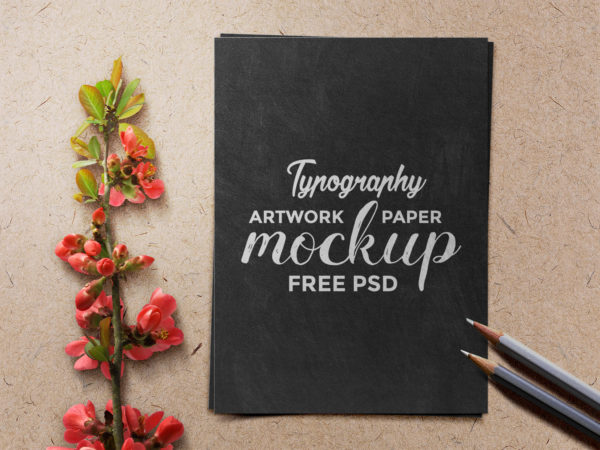 Typography Artwork Paper – Free PSD Mockup