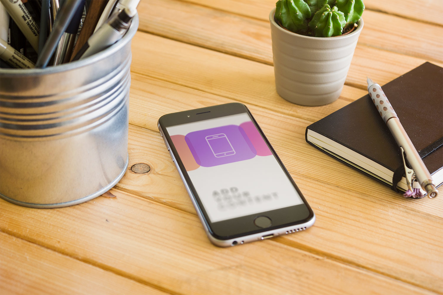 iPhone 6 plus on Wooden Table – Free PSD Mockup | Free Mockup