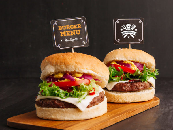 Fast Food Free Mockup with Two Hamburgers