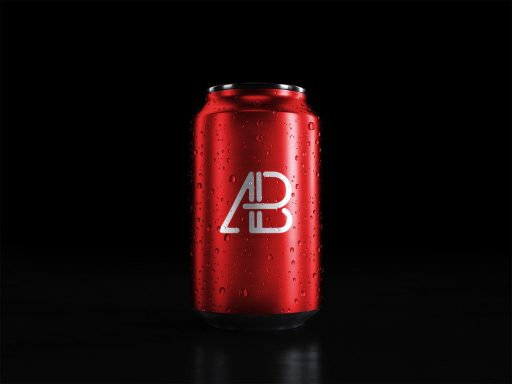 Soda Can With Water Drops Free Mockup