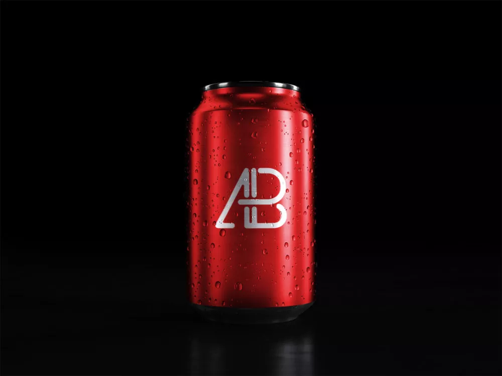 Soda Can With Water Drops Free Mockup
