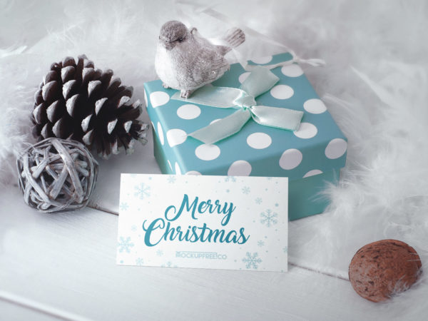 Business Card in Christmas Scenery Free Mockup