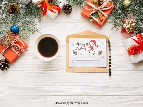 Creative letter Free Mockup with Christmas design