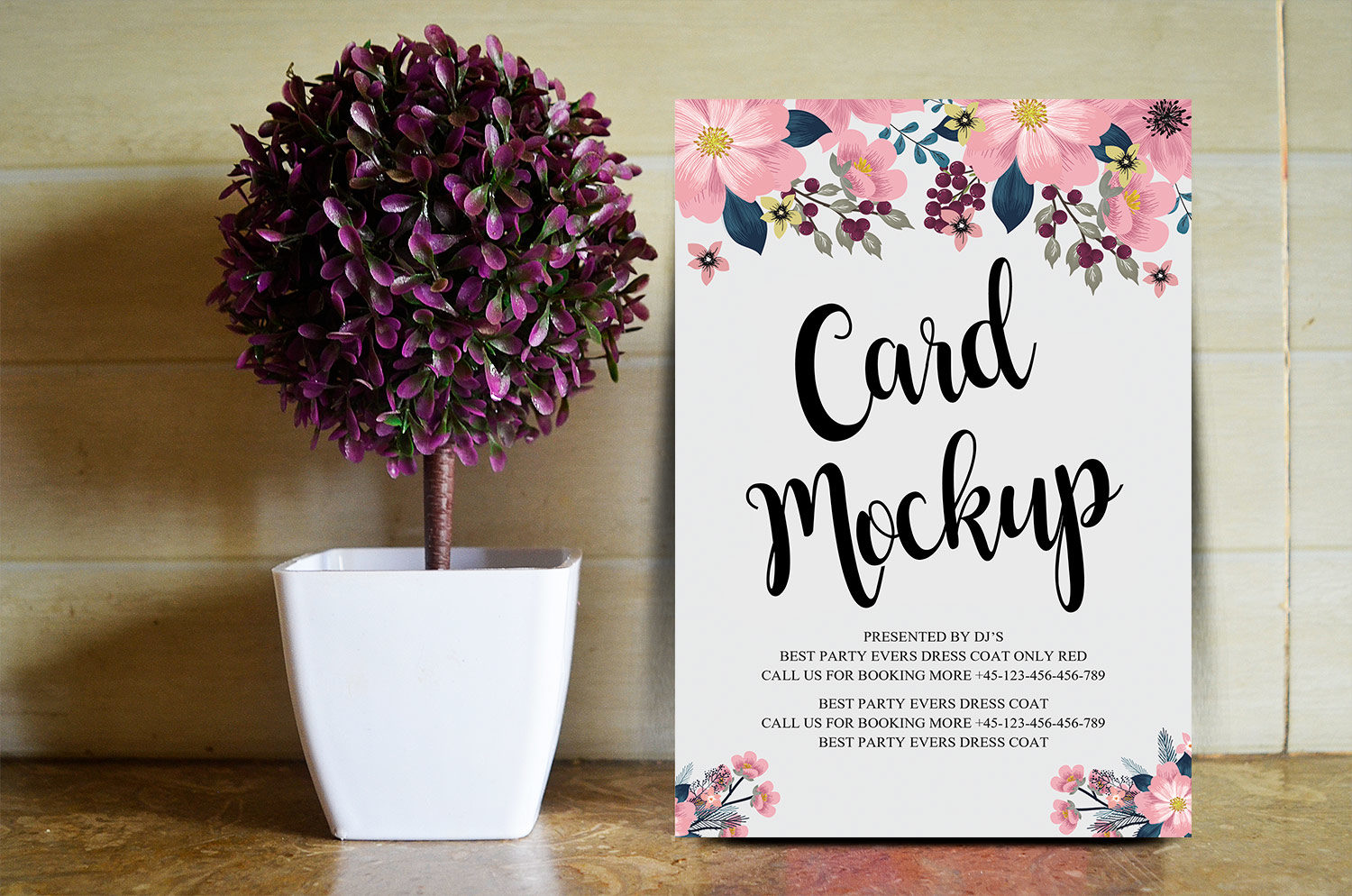 Download Floral Wedding Card Free PSD Mockup | Free Mockup
