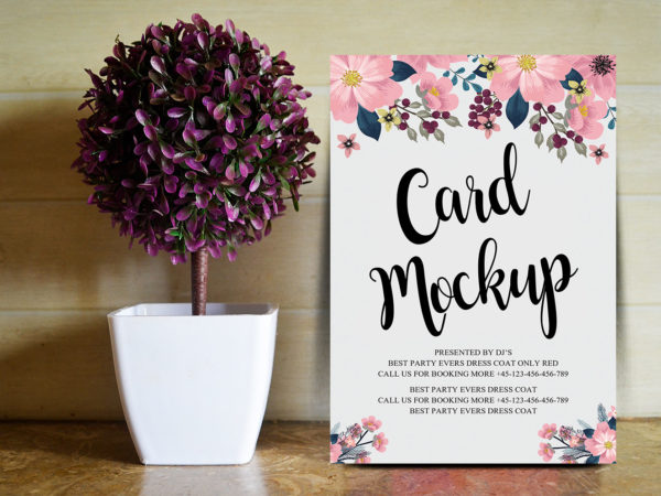 Floral Wedding Card Free PSD Mockup