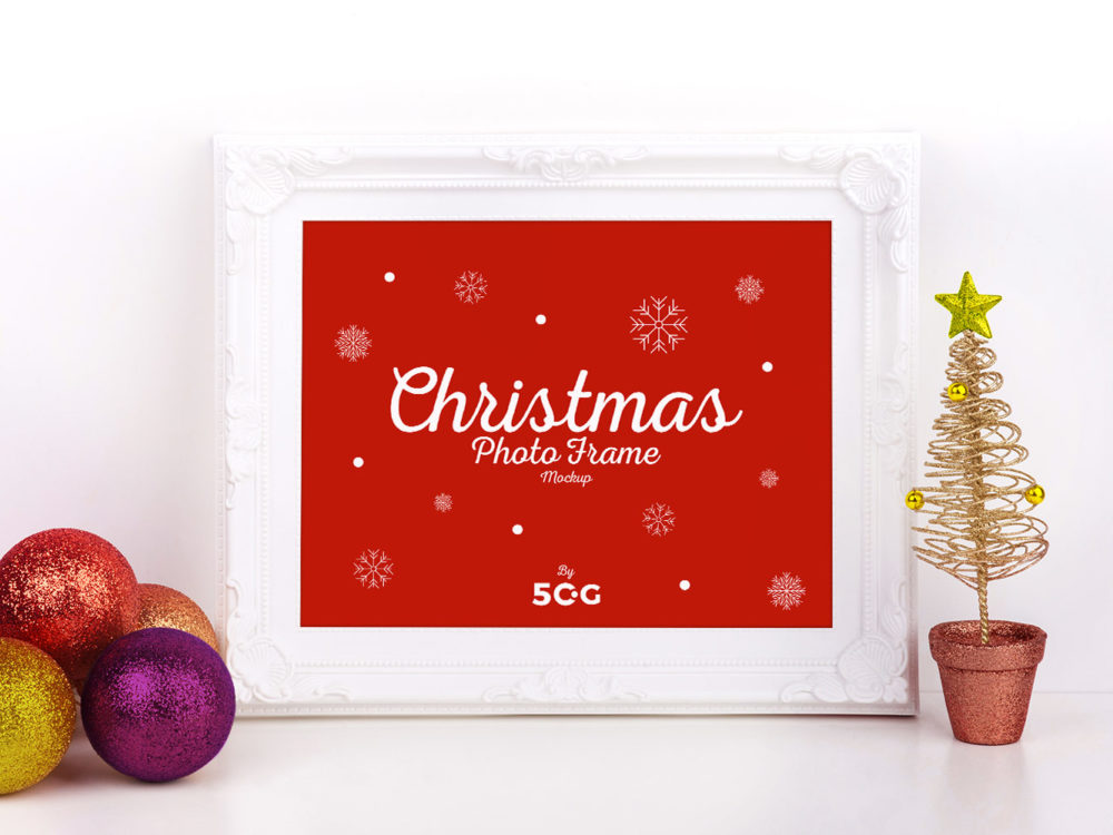 Free Christmas Photo Frame Mockup