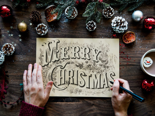 Free Hand-drawn Christmas Card Mockup