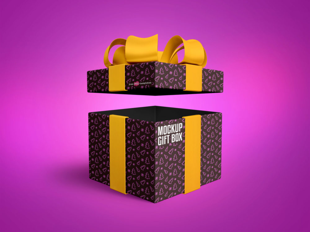 Gift Box Free PSD Mockup