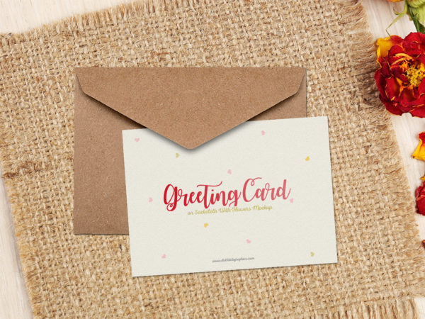 Greeting Card on Sackcloth Free Mockup