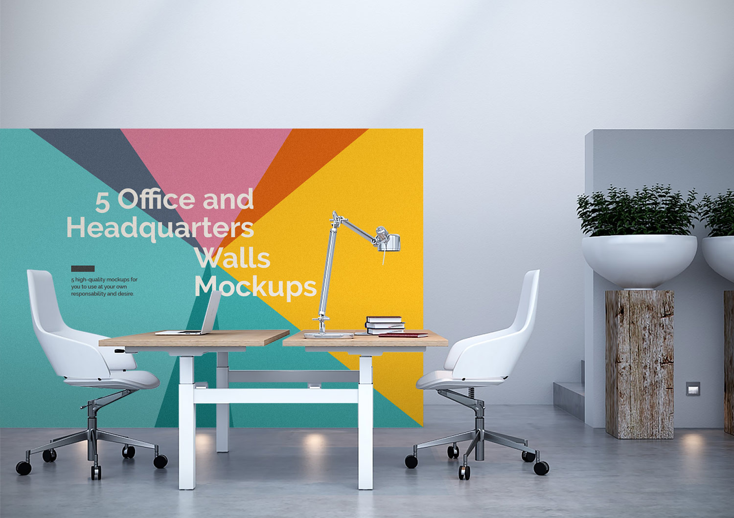5 Free Office Interior Mockup PSD