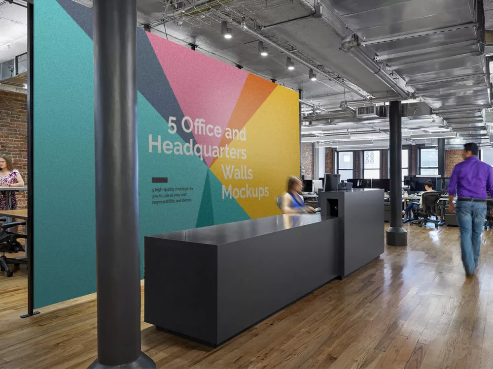 5 Free Office Interior Mockup PSD