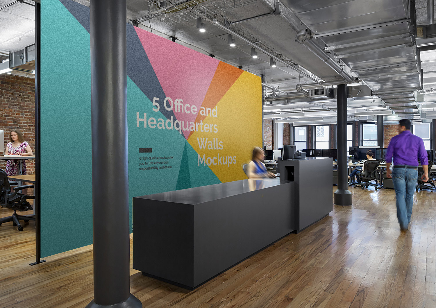 5 Free Office Interior Mockup PSD