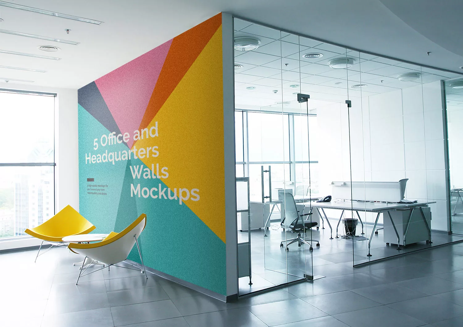 5 Free Office Interior Mockup PSD