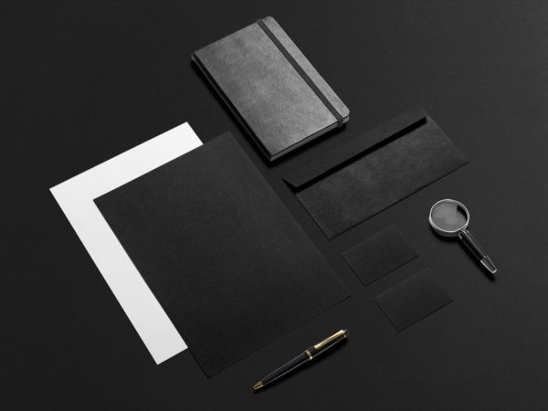 Black Stationery Mockup PSD