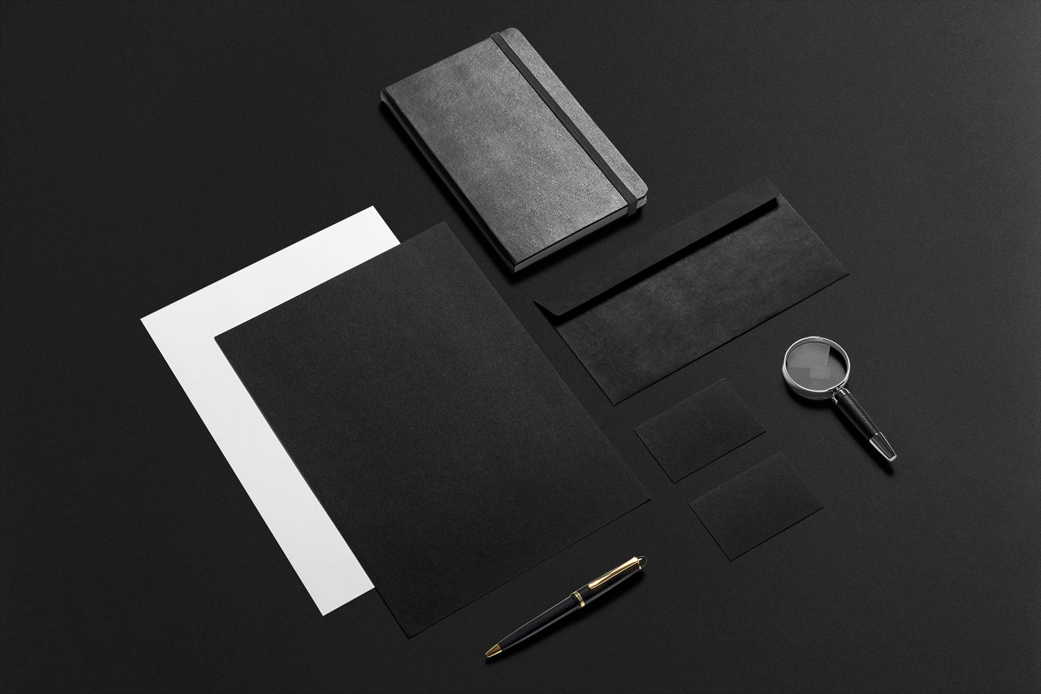 Black Stationery Mockup PSD