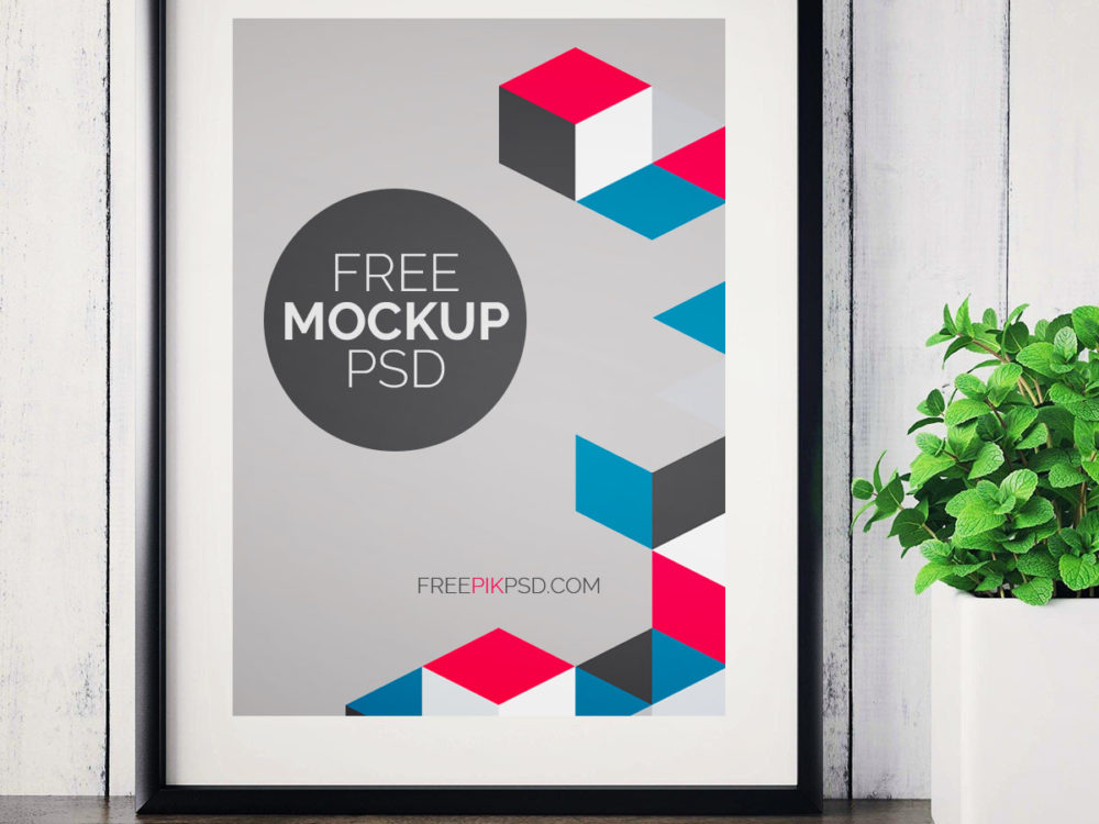 Framed Poster Free PSD Mockup